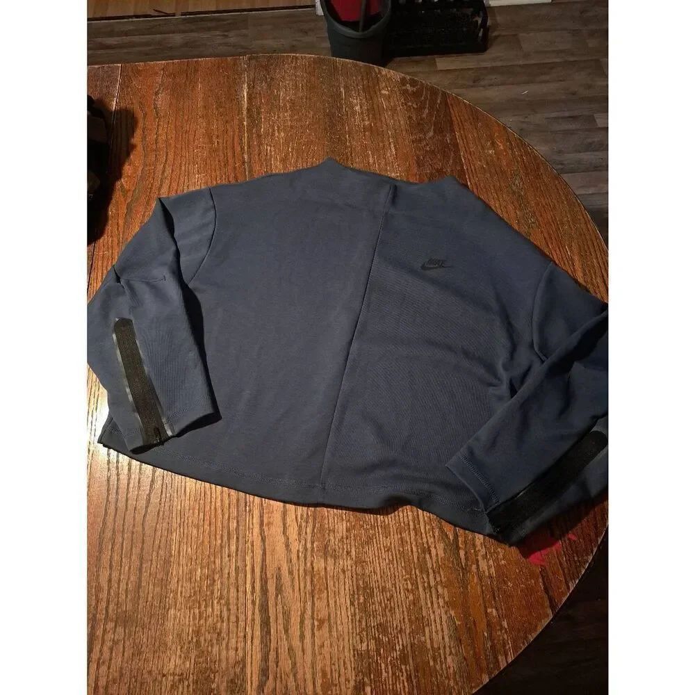 Nike Women’s Blue Long Sleeve Pullover Zipper Shirt Top Large Cotton Polyester